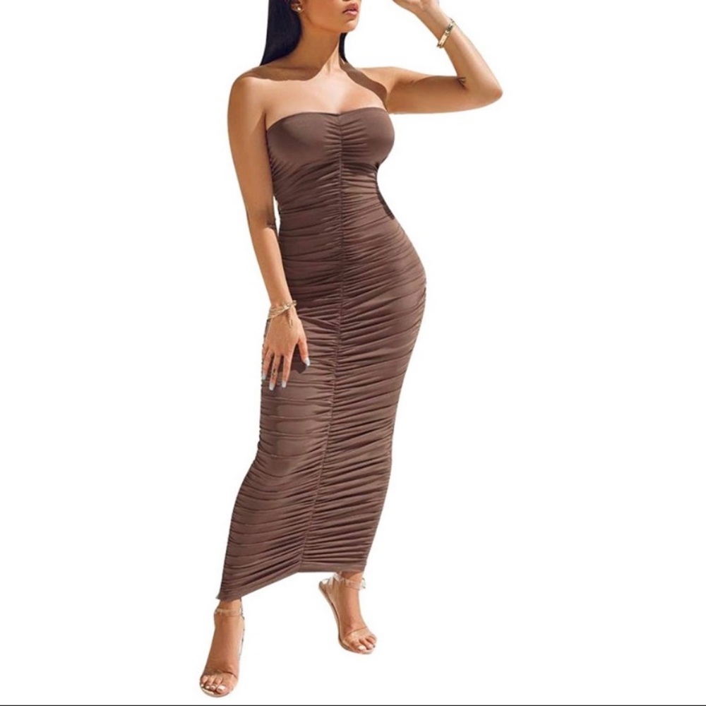Bodycon Maxi Strapless Bandeau Tube dress - M